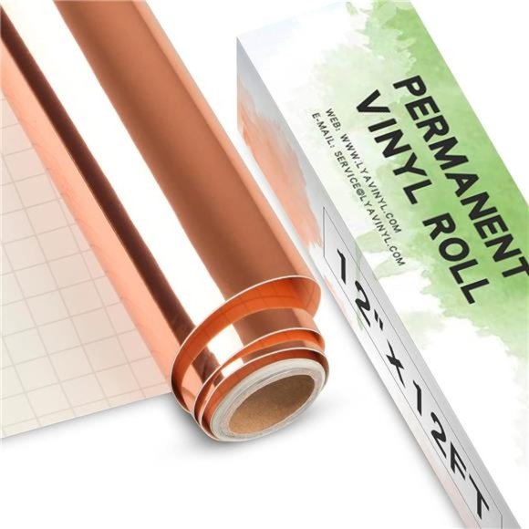 Rose Gold Permanent Vinyl Roll 12" x 12FT - Lya Vinyl Metallic Outdoor Permanent - Picture 1 of 6